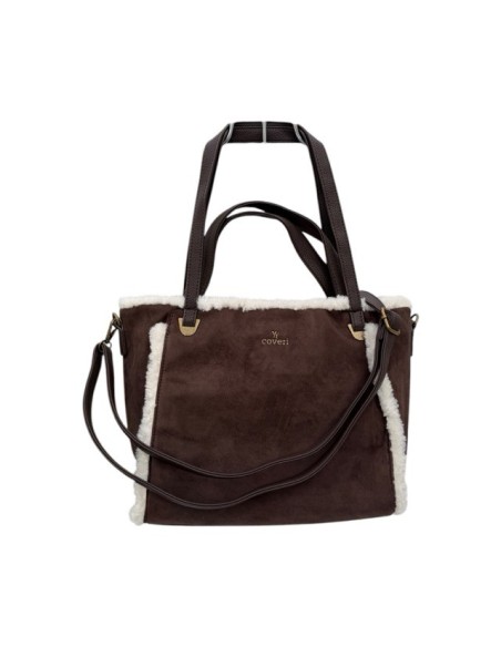 Sac cabas en suédine et finitions effet mouton You Young Coveri