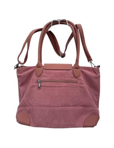 Sac cabas en velours côtelé et détails effet cuir