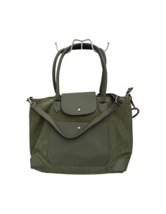 Sac cabas en velours côtelé et détails effet cuir