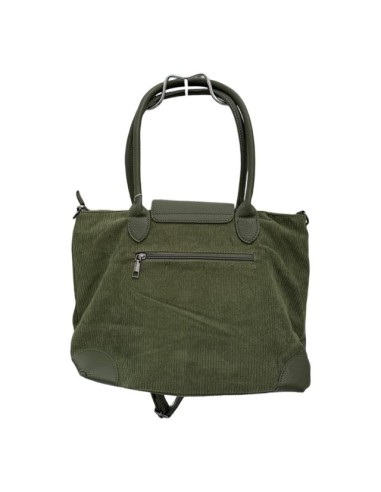 Sac cabas en velours côtelé et détails effet cuir