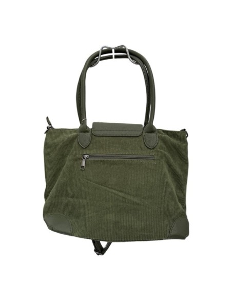 Sac cabas en velours côtelé et détails effet cuir