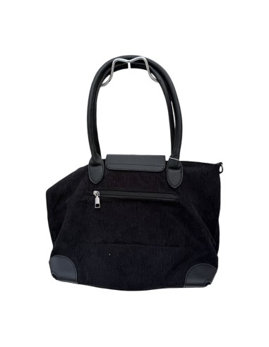 Sac cabas en velours côtelé et détails effet cuir