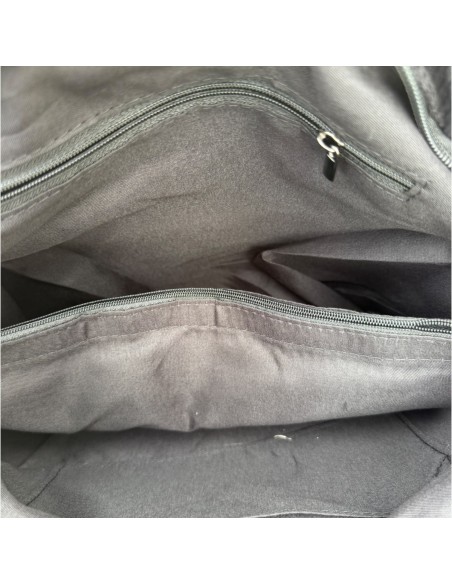 Sac cabas en velours côtelé et détails effet cuir