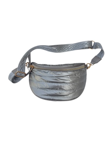 Sac banane matelassé effet doudoune et sangle géométrique