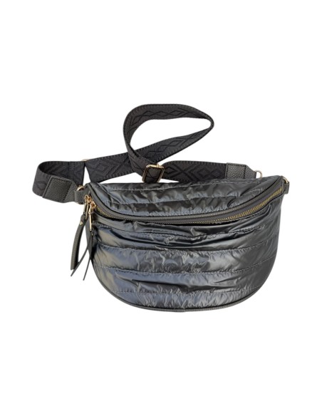 Sac banane matelassé effet doudoune et sangle géométrique