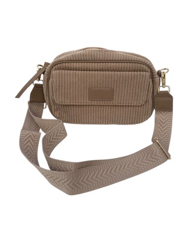 Sac besace en velours côtelé et sangle géométrique