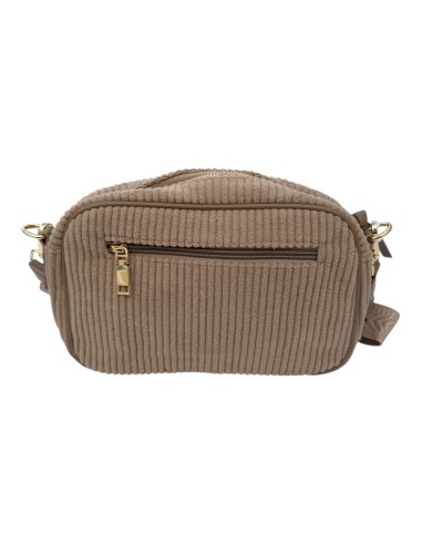 Sac besace en velours côtelé et sangle géométrique