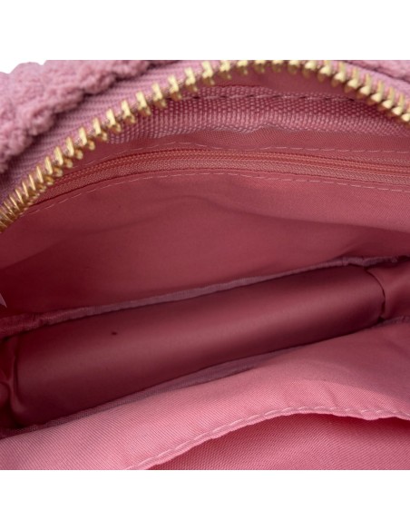 Sac besace en velours côtelé et sangle géométrique