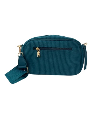 Sac besace en velours côtelé et sangle géométrique