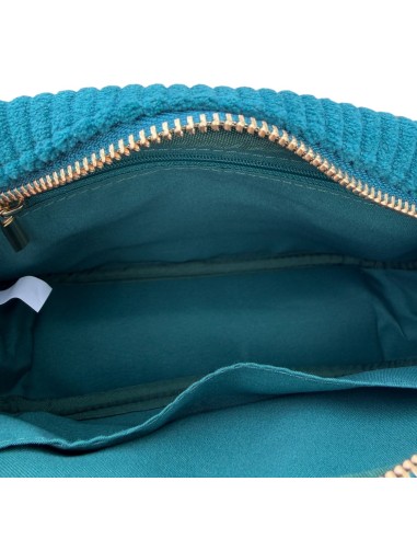 Sac besace en velours côtelé et sangle géométrique