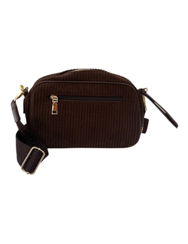 Sac besace en velours côtelé et sangle géométrique