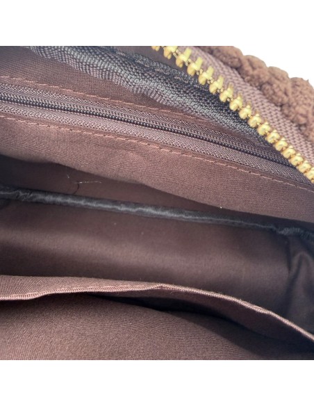 Sac besace en velours côtelé et sangle géométrique