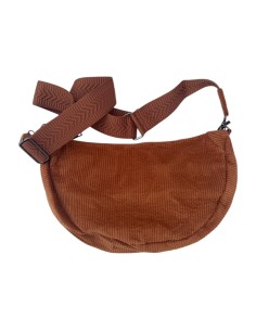 Sac demi-lune en velours côtelé et sangle tissée