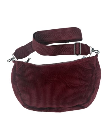 Sac demi-lune en velours côtelé et sangle tissée